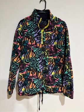 Empyre Men’s M Multicolor Abstract Fleece Quarter Zip Pullover Jacket Geometric